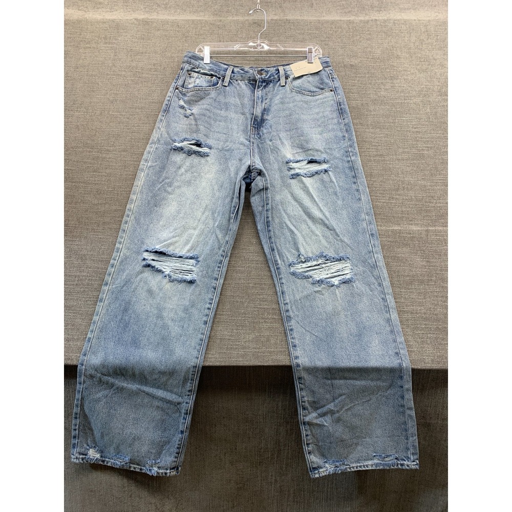Arizona High Rise Skater‎ Jeans Womens 13 Blue Denim Cotton Distressed Straight